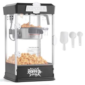 Popcorn Maker, 480W Popcorn Popper Machine, 4 Oz Kettle Makes 1.5 Gallon per Batch, Tabletop Popcorn Maker, Includes 3 Scoops, Movie Theater Styl