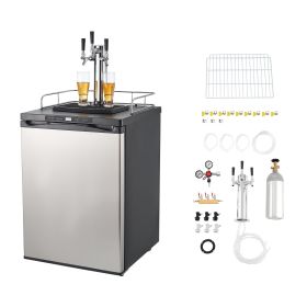 Beer Kegerator, Triple Tap Home Draft Beer Dispenser for Ball Lock, Full Size Keg Refrigerator with 5lbs CO2 Tank