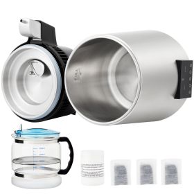1.1Gal Water Distiller, 0.4Gal/H, Distilled Water Maker Machine 1750W 0-99H Timing Dual Temp Display