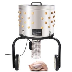 Chicken Plucker Machine, Feather Plucker with 20-inch Stainless Steel Drum, Defeathering Equipment with 108 Soft Fingers, Simple Debris Collectio