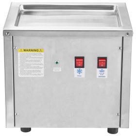Fried Ice Cream Roll Machine, 11" x 9.5" Stir-Fried Ice Cream Pan, Stainless Steel Rolled Ice Cream Maker with Compressor and 2 Scrapers